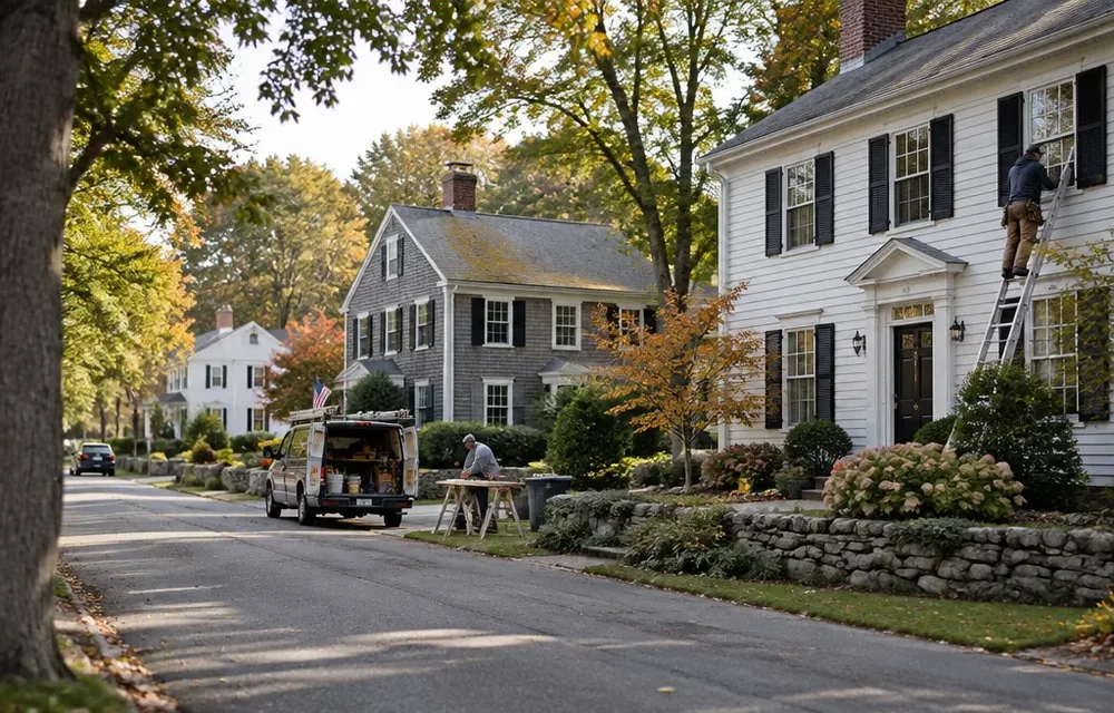 Residential street in Acton, Massachusetts