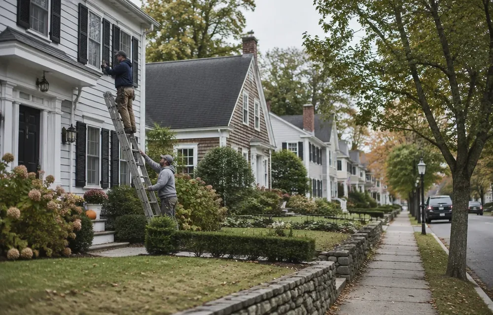Residential street in Burlington, Massachusetts