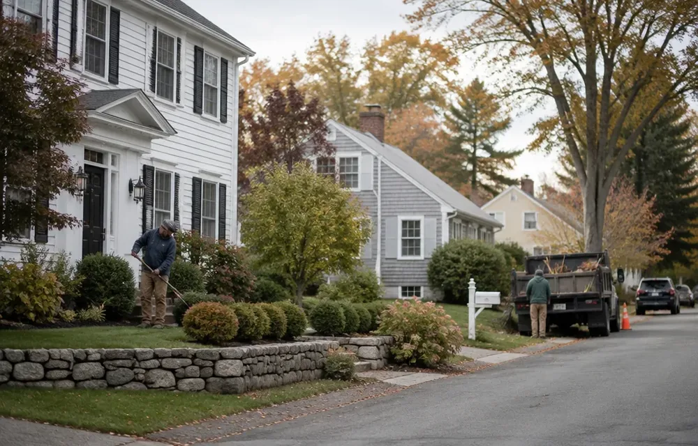 Residential street in Chelmsford, Massachusetts