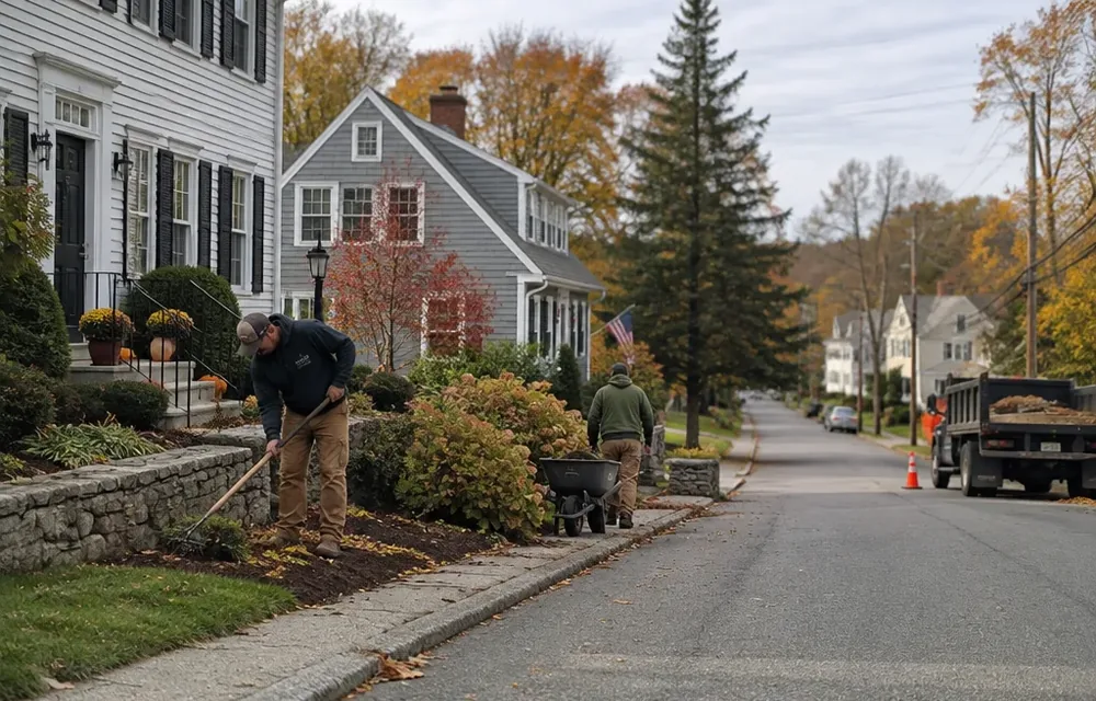 Residential street in Dracut, Massachusetts