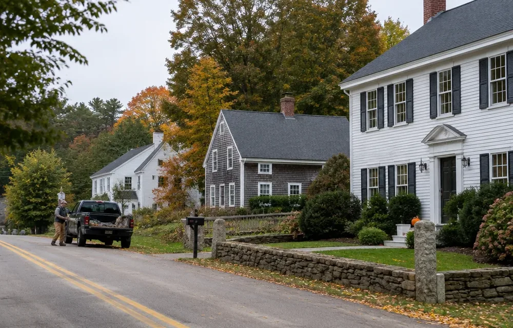Residential street in Dunstable, Massachusetts