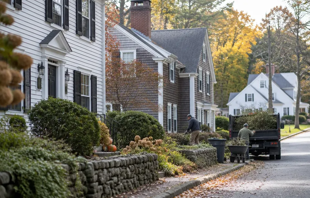 Residential street in Groton, Massachusetts