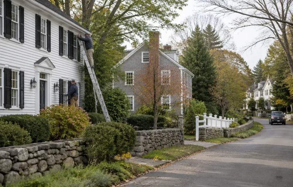 Residential street in Lincoln, Massachusetts