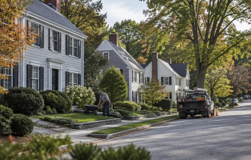 Residential street in North Andover, Massachusetts