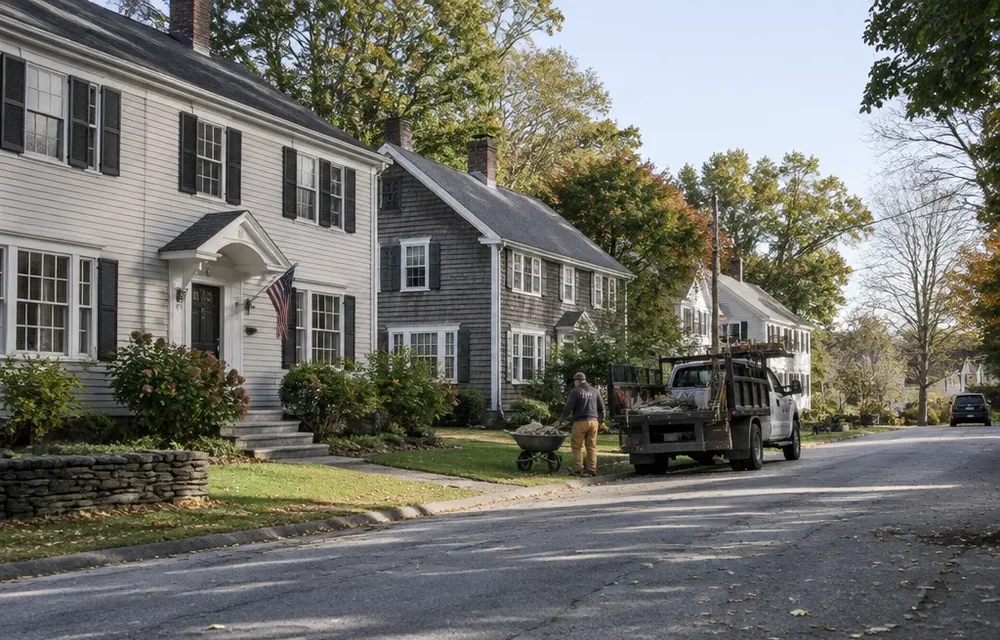Residential street in Pepperell, Massachusetts