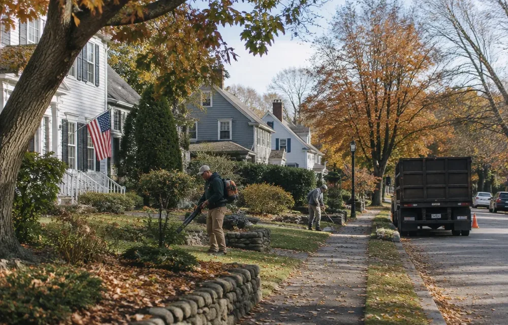 Residential street in Reading, Massachusetts