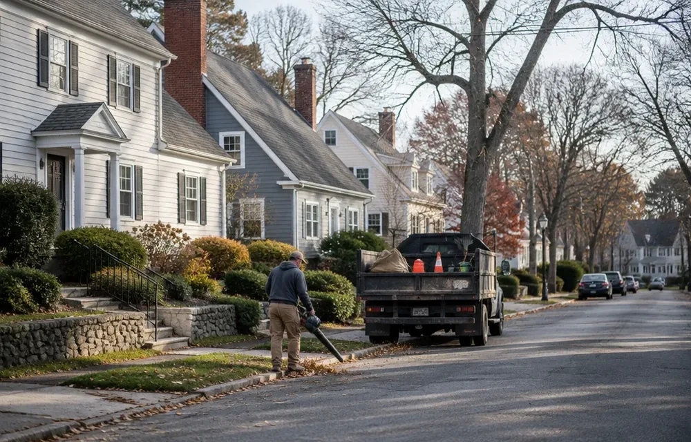 Residential street in Stoneham, Massachusetts