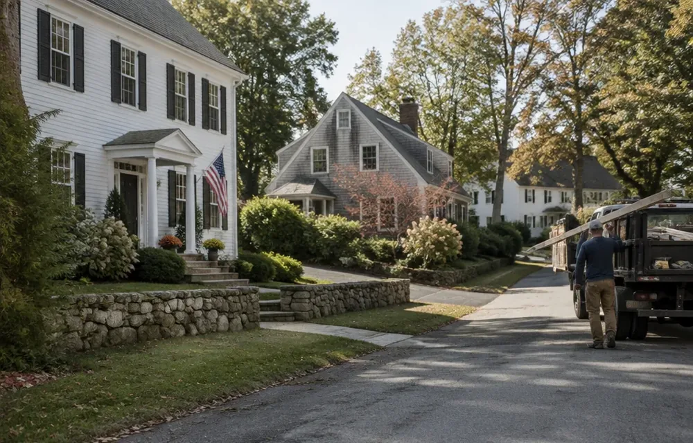 Residential street in Westford, Massachusetts