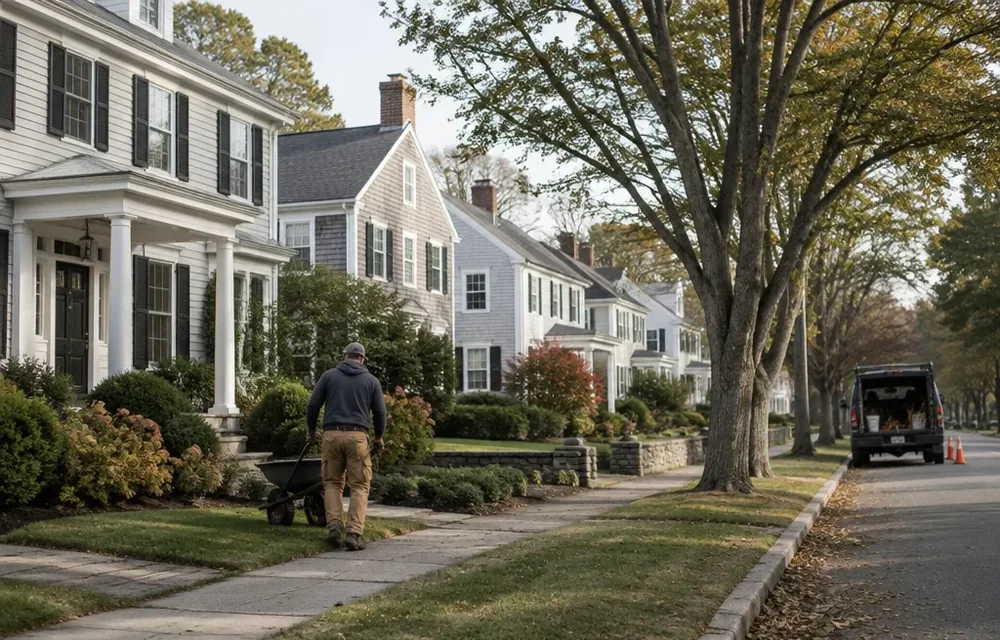 Residential street in Wilmington, Massachusetts
