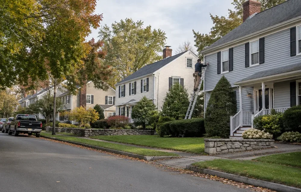 Residential street in Woburn, Massachusetts