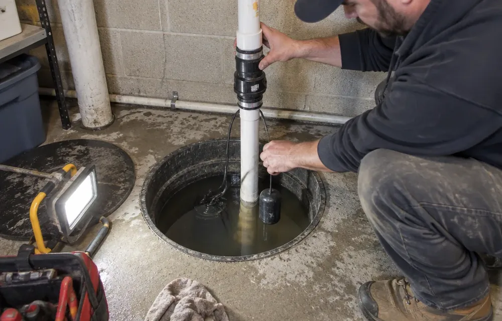 Sump pit with high water and pump check during failure visit